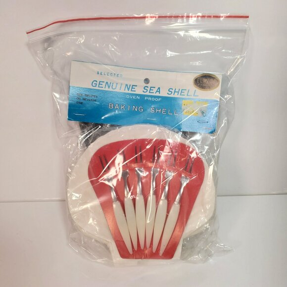 Vintage Set of 6 Clam Shells, Baking, Serving Dishes – Unused, Still Packaged - Picture 6 of 6